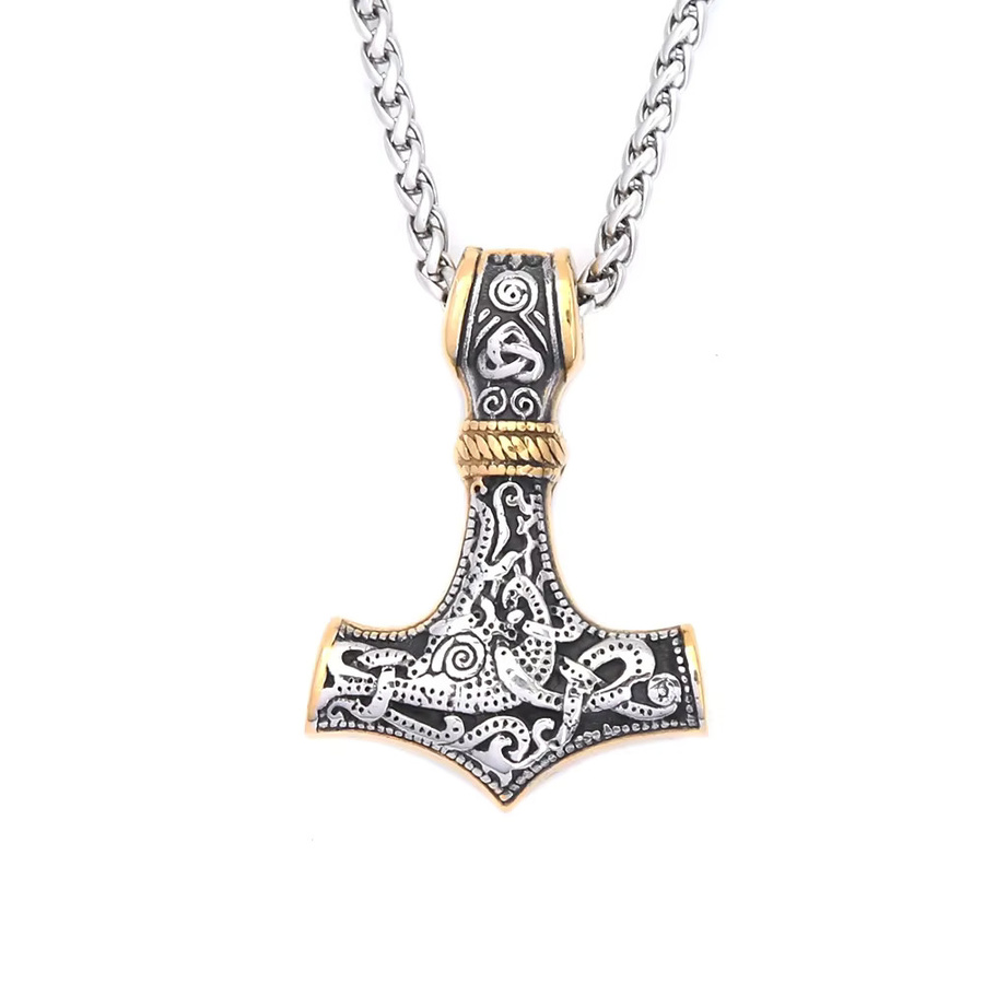 owlucky Halskette Thors Hammer Anhänger, Edelstahl, Vintage, Herren - Bild 4