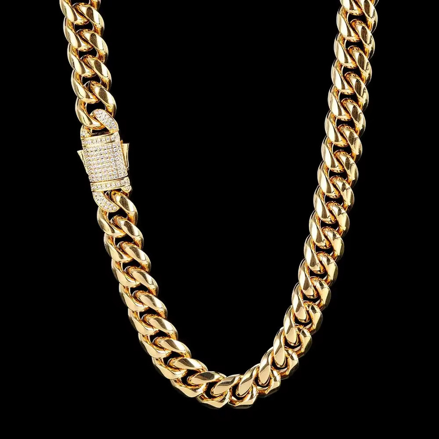 Halskette Edelstahl, Gold, Zirkonia, Unisex - Bild 5