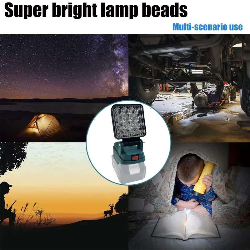 Makita Kabellose LED-Arbeitsleuchte in Schwarz für 14,4-18V Li-Ionen-Akkus mit Dual USB und verstellbarer Notlampe-Funktion - Bild 5
