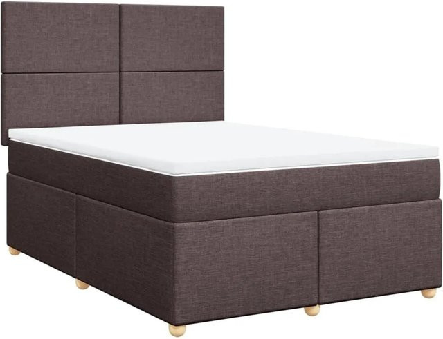 vidaXL Boxspringbett Hybrid mit Matratze und Taschenfederkern in Dunkelbraun und Weiß, B/T/H: 140 x 190 x 144 cm - Bild 1