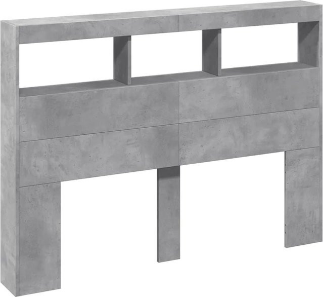 vidaXL LED-Kopfteil mit Ablagen und USB-Anschluss, Betongrau, B/H/T: 140 x 102 x 17 cm - Bild 1