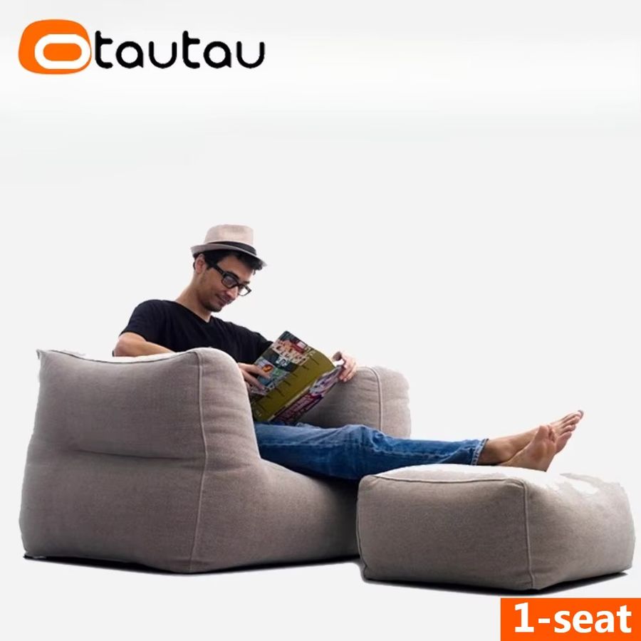 OTAUTAU 1-Sitzer Outdoor Chenille Sitzsackbezug für Schwimmbad und Beach Club in Dunkelgrau SF494 - Bild 4