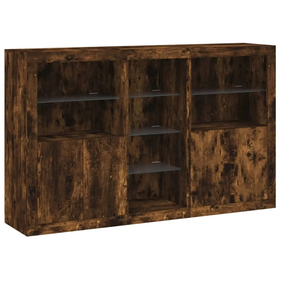 vidaXL Sideboard modern in Räuchereiche mit integrierter LED-Beleuchtung, B/T/H: 162 x 37 x 100 cm - Bild 2