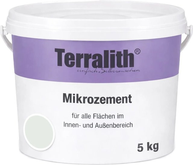 Terralith Mikrozement Fix & Fertig LFW0071 Wasserbasiert in Grün und Weiß, 5 kg für 3,5 qm, Körnung 0-2 mm - Bild 1