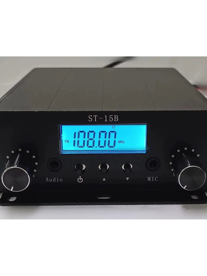 Wishcolor ST-15B V3 Stereo-Verstärker FM-Rundfunksender mit 15W Leistung, 76MHz-108MHz, Audio- und Mikrofoneingang mit BNC-Schnittstelle, Schwarz - Bild 3