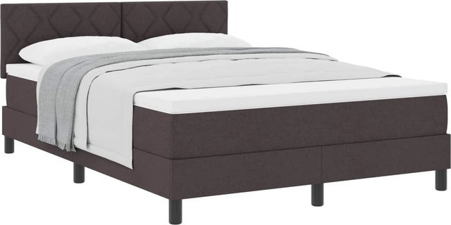 vidaXL Boxspringbett mit Matratze in Dunkelbraun, Hybrid-Design mit Taschenfederkern, B/T: 140 x 200 cm - Bild 1