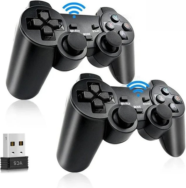 2 Stück SMVP 2,4G Wireless Gamepad Set in Schwarz, USB-Joystick für PC und Android TV, kompatibel mit GD10, M8, G5 und G11 Pro Game Box - Bild 1