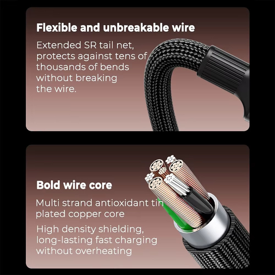 RGB USB-C zu Typ-C Schnellladekabel 120W in Schwarz für Android-Smartphones von Xiaomi, Huawei, Vivo, Oppo und Samsung - Bild 5