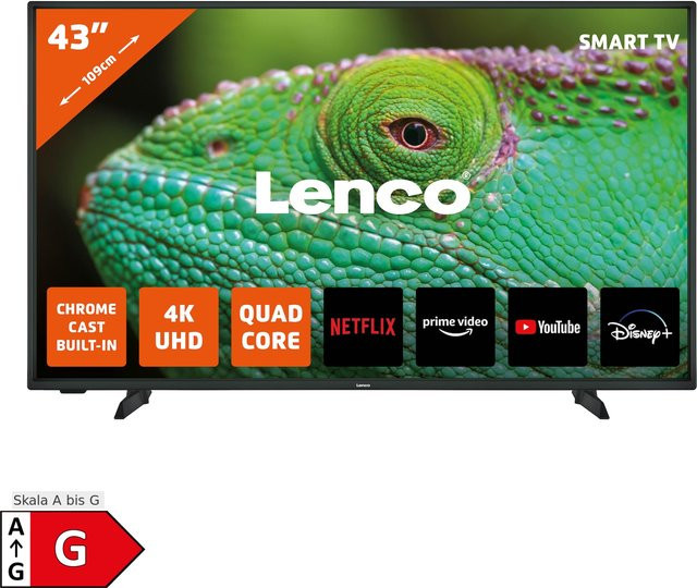 Lenco LED-4353BK Android Smart TV mit 4K UHD Auflösung, 43 Zoll, Schwarz - Bild 1