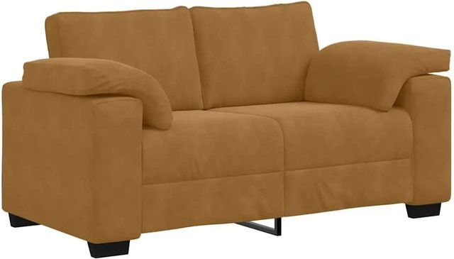 vidaXL Zweisitzer-Sofa in Braun mit Samtbezug und Armlehnen - Bild 1