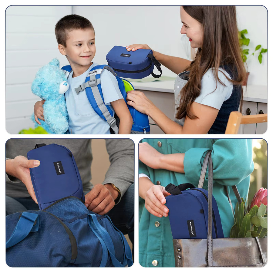Cerbonny Wiederverwendbare Lunch-Tasche mit Kühlakkus, Isolierte Kühltasche für Mittagessen und Snacks, Auslaufsicher und Tragbar, Marineblau, 2,5 l - Bild 6