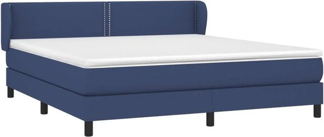 vidaXL Boxspringbett mit Matratze in Blau und Weiß, Hybrid-Modell mit Taschenfederkern, B/T/H: 180 x 200 x 183 cm - Bild 1