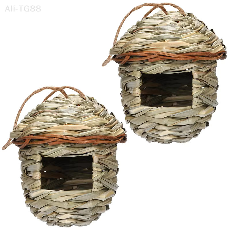 Handgewebter dekorativer Vogelhaus-Käfig aus Rattan als hängendes Papageiennest für den Außenbereich und die Gartendekoration - Bild 4