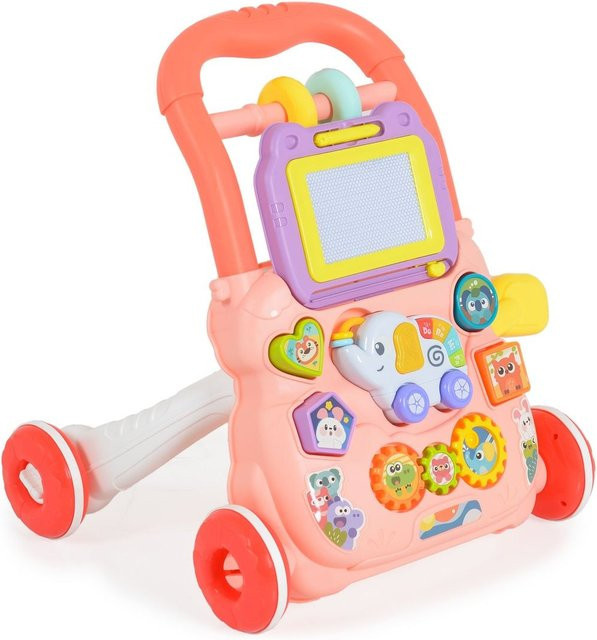 Moni Lauflernwagen Elefant, Formsortierer, Maltafel, Musikfunktion, rosa, ab 1 Jahr - Bild 1