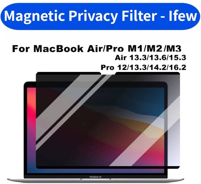 Magnetischer Anti-Spionage Sichtschutzfilter für Apple MacBook Air 13.6 Zoll und MacBook Pro 14/16 Zoll in Schwarz - Bild 1