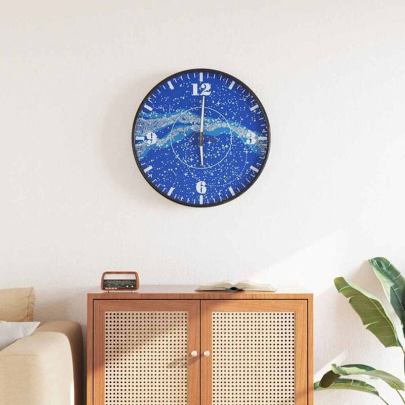 Vidaxl Wanduhr analog in Blau mit leuchtender Skala und Zeigern, Durchmesser: 30 cm - Bild 1