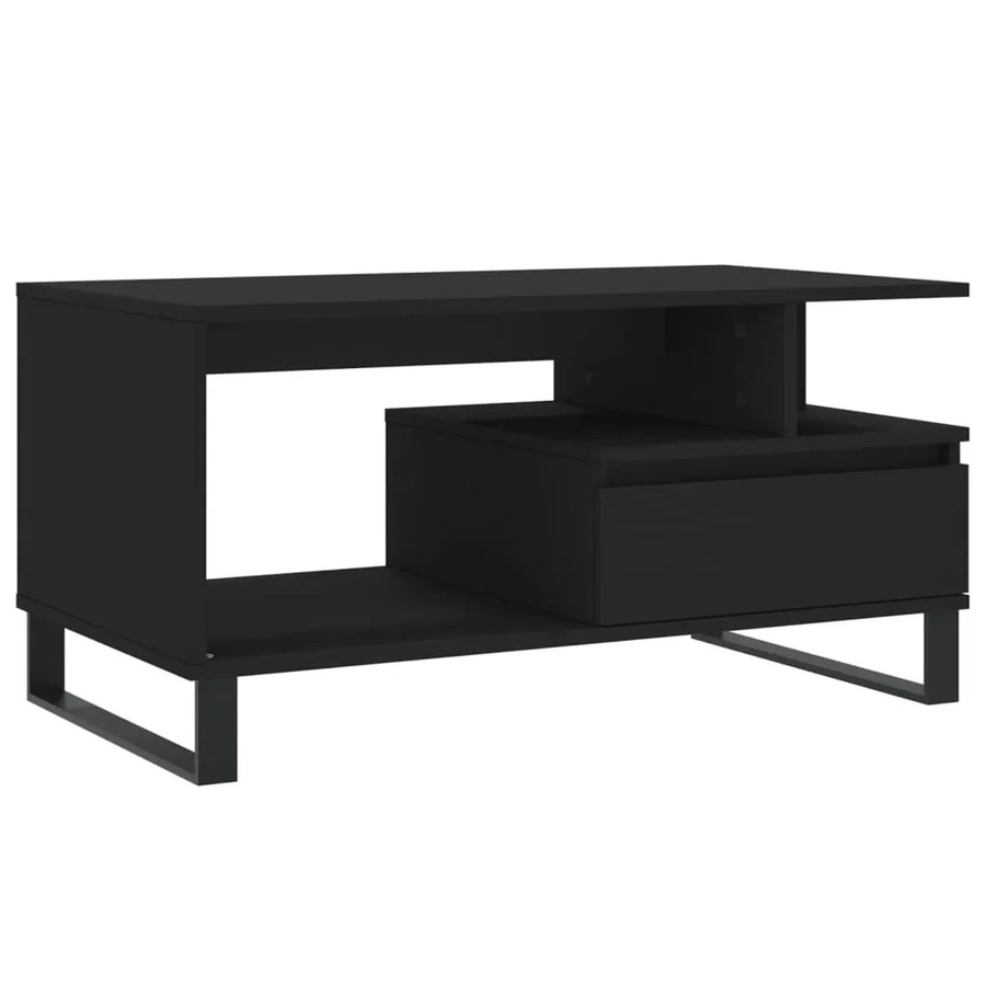 vidaXL Couchtisch modern in Schwarz aus Holzwerkstoff, B/T/H: 90 x 49 x 45 cm - Bild 2