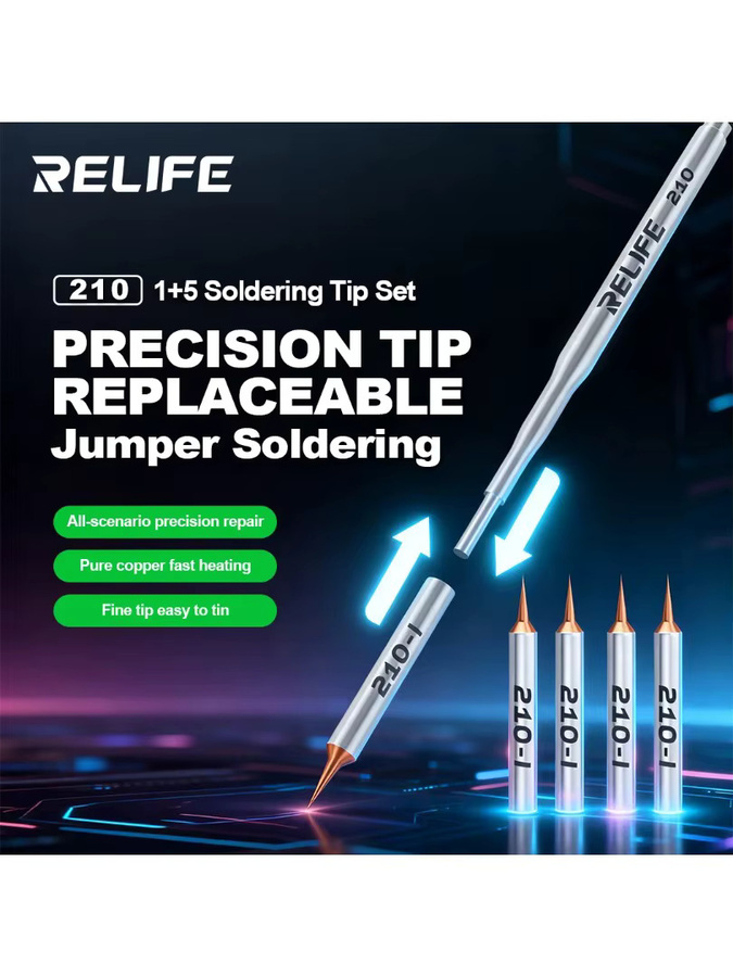 RELIFE 210 Austauschbares Lötspitzen-Set in Silber für Präzisionsarbeiten bei Handy-Reparaturen und Rework-Lötwerkzeugen - Bild 5