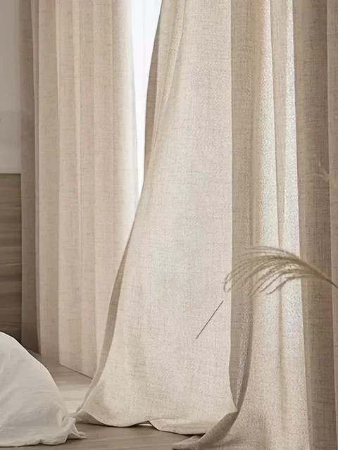 ZJBYZHOUSEHOLD Halbtransparente Leinen-Gaze Vorhänge Modern Einfarbig Kaffeefarben B: 100 cm, H: 200 cm - Bild 1