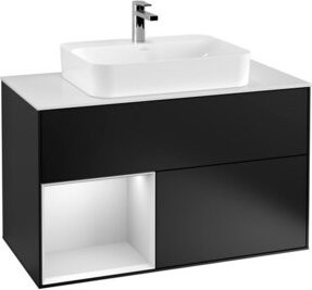 V&B Waschtischunterschrank Finion 100 mit Wandbeleuchtung, Blau lackiert, B/T/H: 100 x 50,1 x 50,1 cm - Bild 1