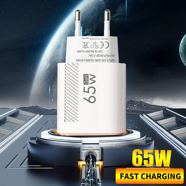 MAEBOXY USB Typ C Wandladegerät 65W PD Schnellladung mit QC3.0 für Samsung, Huawei, iPhone und Xiaomi, Weiß - Bild 1
