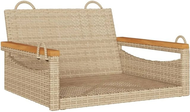 furnicato Hängesessel Beige aus PE-Rattan, B/T/H: 63 x 62 x 40 cm - Bild 1