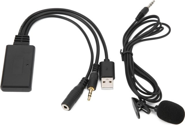Kkmoon Bluetooth 5.0 AUX-Kabeladapter mit Mikrofon für Freisprechanrufe in Schwarz für Ford Focus Mondeo mit 3,5 mm Klinkenanschluss - Bild 1