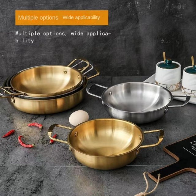Edelstahl Paella Pfanne in Silber für Meeresfrüchte und Reis mit Griff - Bild 1