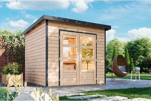 Karibu Gartenhaus Haby in Braun mit Pentdach B/H/T: 267 x 219 x 266 cm - Bild 1