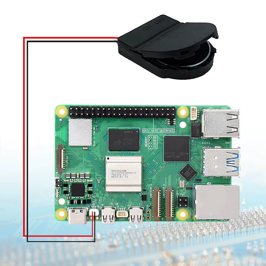 Shunmaii RTC Batterie Box für Raspberry Pi 5 Echtzeituhr Halter in Schwarz - Bild 3