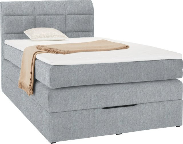 Mömax Boxspringbett Runner, Polsterbett mit Bonell-Federkern und Schubladen, Grau, B/T/H: 120 x 200 cm - Bild 1