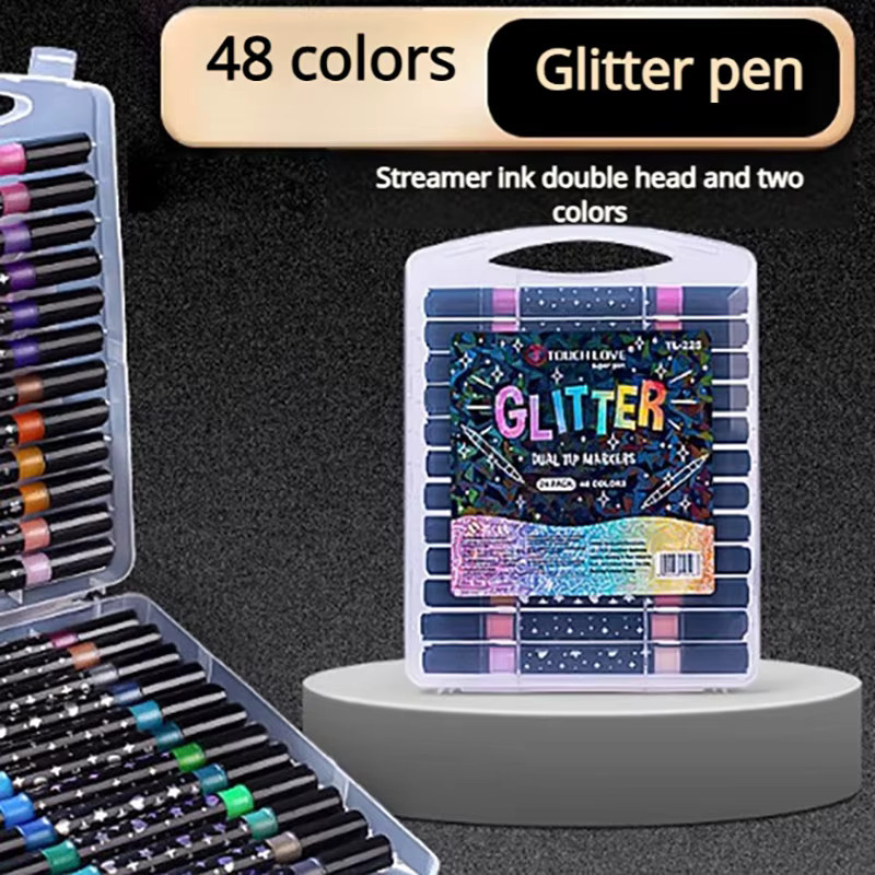 24er-Pack Zweifarbige Glitzerstifte mit weicher Pinselspitze in Multicolour, lichtbeständige Perlglitzerstifte - Bild 5