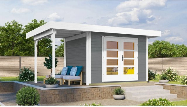 WEKA Gartenhaus 126 A Gr.2 aus Holz in Grau mit Flachdach und modernem Design B/H/T: 500 x 226 x 375 cm - Bild 1