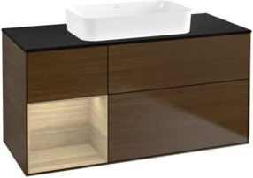 V&B Waschtischunterschrank Finion mit offener Regaloption in Walnussfurnier, B/T: 120 x 60 cm - Bild 1