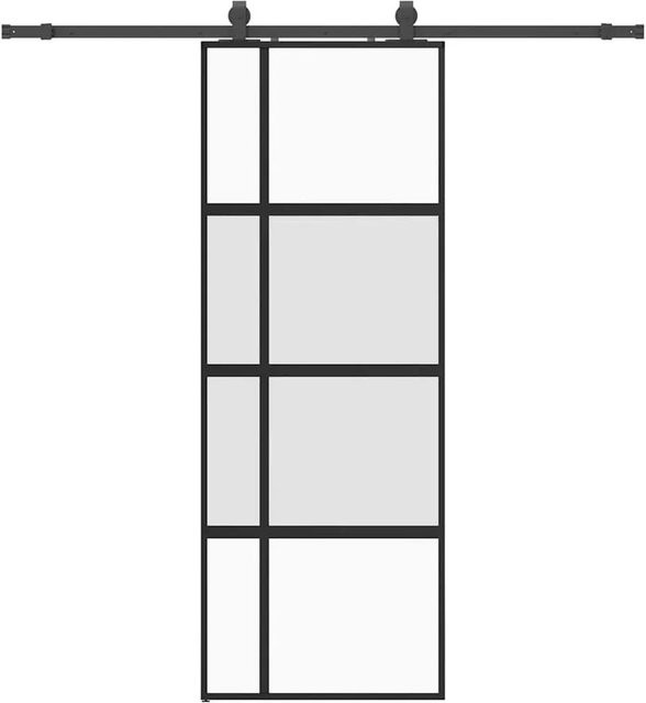 vidaXL Schiebetür aus Hartglas in Schwarz mit Beschlag, B: 76 cm, H: 205 cm - Bild 1