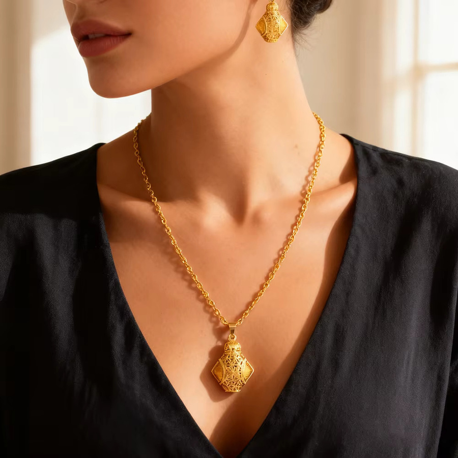 YM Schmuckset 18K Vergoldet, Ohrringe, Halskette, Ring, Damen - Bild 4