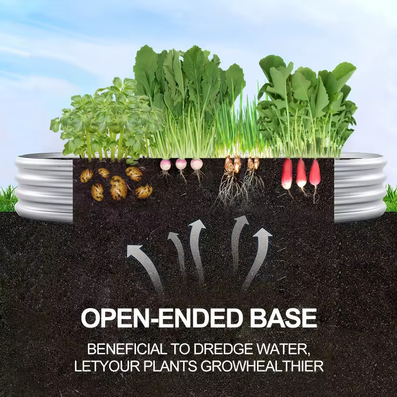 Ovales Gartenbeet aus verzinktem Stahl in Mehrfarbig und Grün - Bild 4