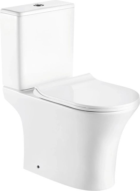 Kerra Makalu Stand-WC-Kombination aus Keramik in Weiß Glänzend mit spülrandlosem Design und Softclose WC-Sitz - Bild 1