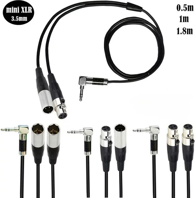 MACDOT Audio Y-Kabel mit Dual Mini 3Pin XLR Stecker und Buchse auf 3,5 mm TRS Stecker in Schwarz - Bild 1