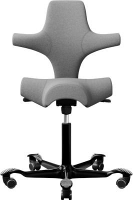 HÅG Capisco 8106 Ergonomischer Bürostuhl mit Kopfstütze und Sitztiefenverstellung, Grau/Schwarz/Weiß - Bild 1