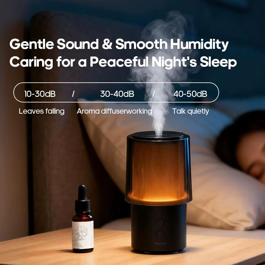 KINSCOTER Aromadiffusor für ätherische Öle als Ultraschall-Luftbefeuchter und Nachtlampe, Schwarz, 140 ml - Bild 2