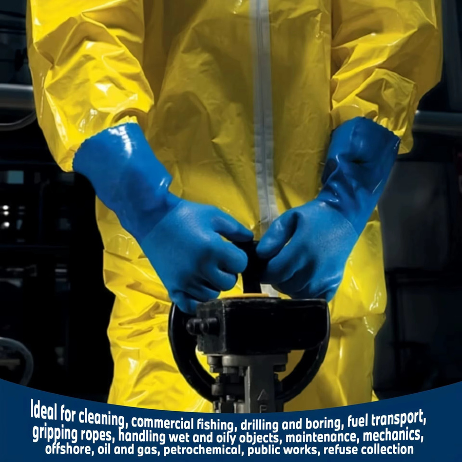 Blaue Nitril-Arbeitshandschuhe aus Kunststoff, wasserdicht, öl- und chemikalienbeständig sowie rutschfest - Bild 2