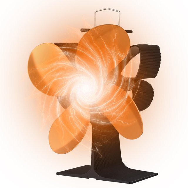 Anself Wärmebetriebener Herdventilator mit 4-Blatt-Design und Tragegriff in Gold - Bild 1