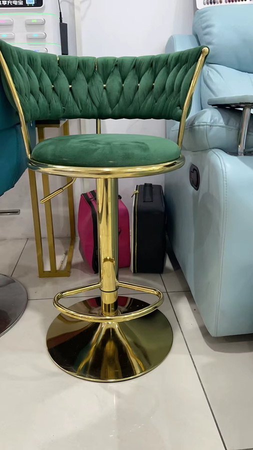 XIUWO 360-Grad-Drehbarhocker aus Samt in Grau mit verstellbarer Höhe und ergonomischem Design - Bild 4
