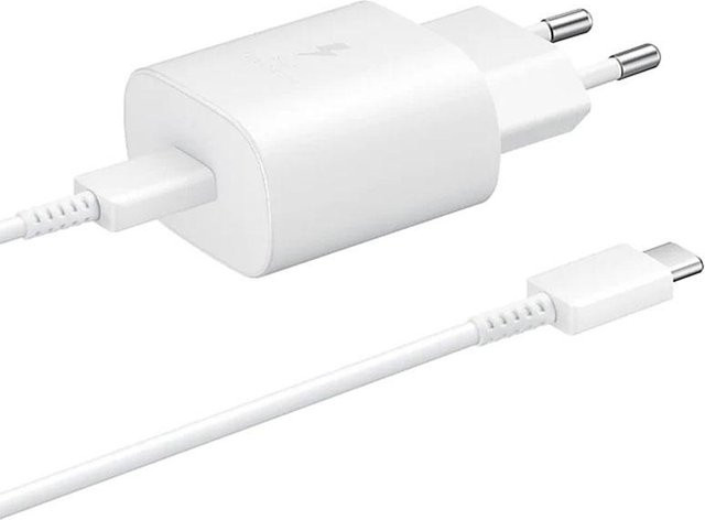Samsung 25W Schnellladegerät mit USB-C-Kabel in Weiß für Galaxy S23 S22 S21 S20 und weitere Modelle - Bild 1
