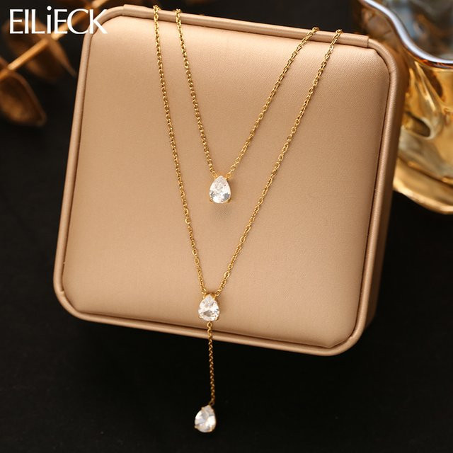 EILIECK Halskette, Edelstahl, Gold, Zirkonia, Damen - Bild 1
