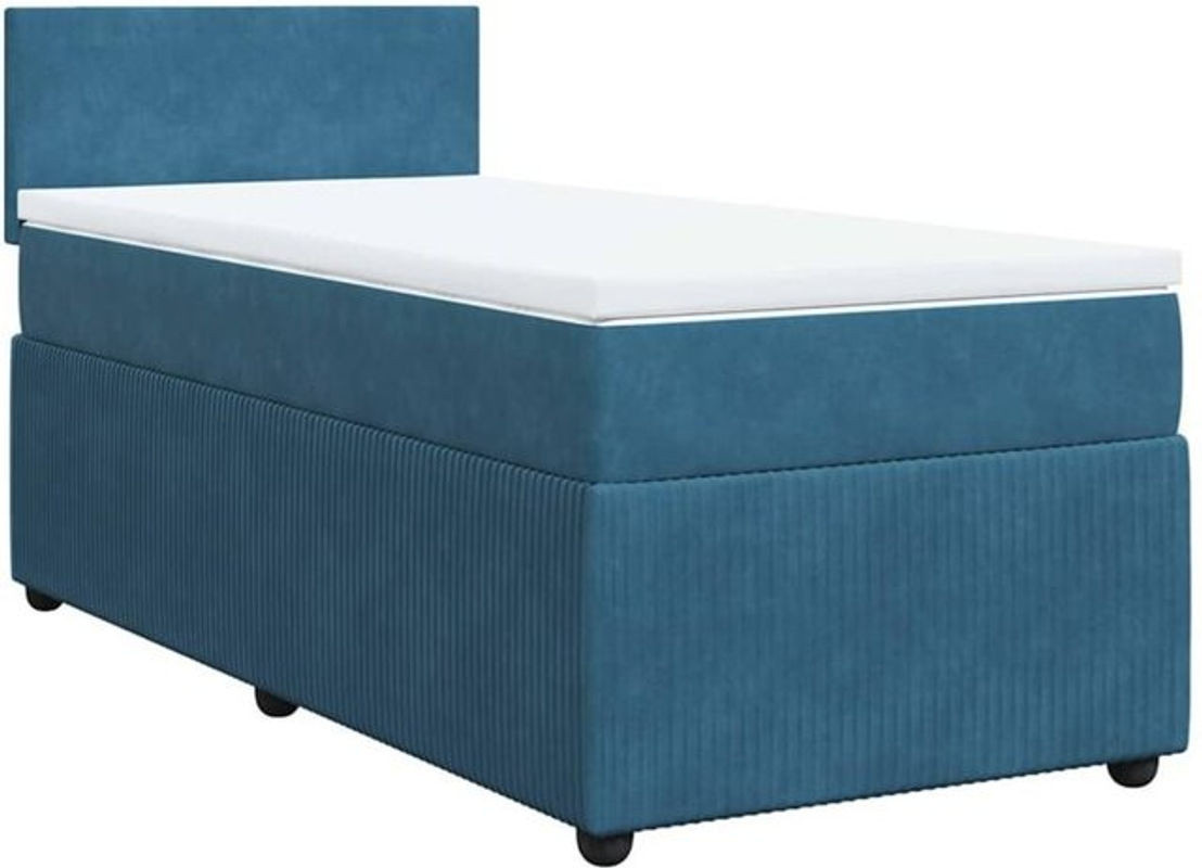 Vidaxl Boxspringbett mit Matratze aus Samt in Blau, B/T/H: 90 x 190 x 100,5 cm - Bild 1