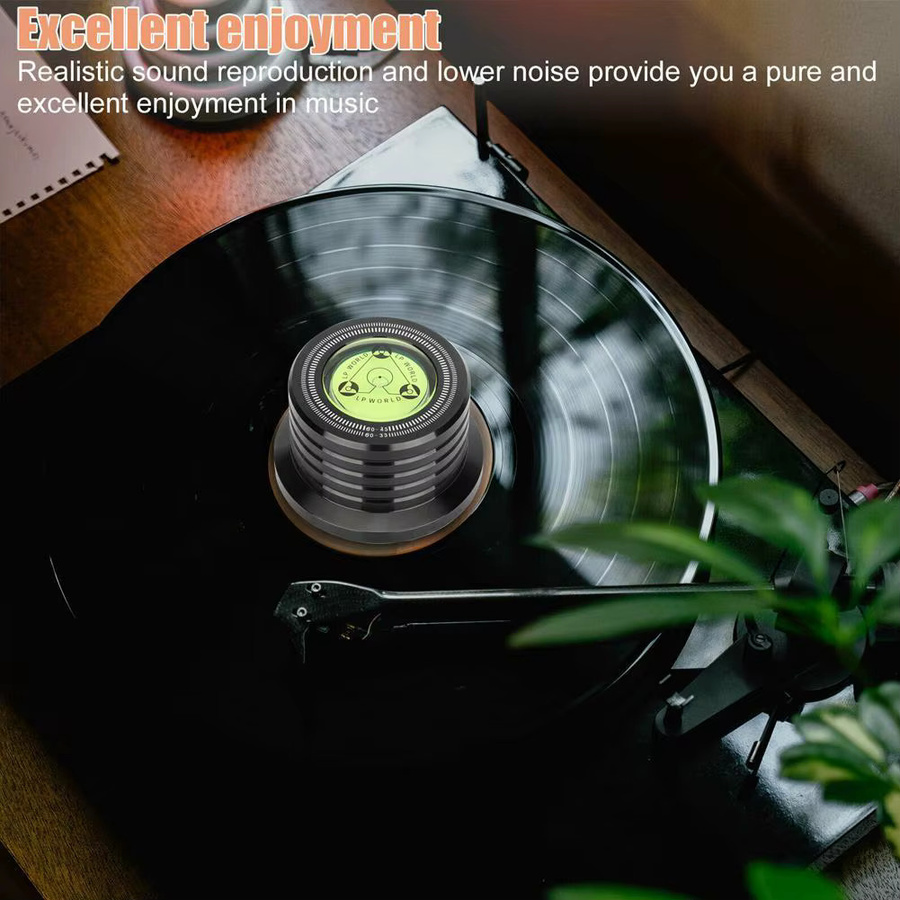 Schwarzer Schallplatten-Stabilisator für LP-Vinyl mit Geschwindigkeitsmessung und Füllstandsanzeige aus Legierung, 60 Hz - Bild 2