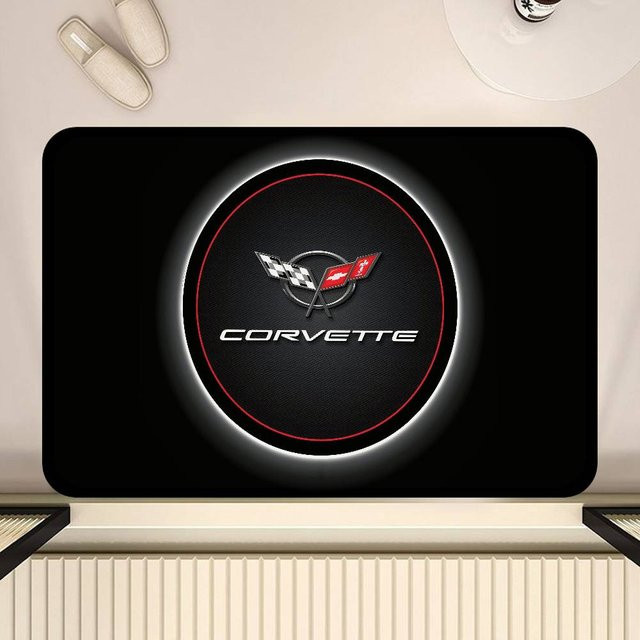 C-Corvette Fußmatte mit Fahrzeug-Motiv, Schwarz, B/T: 120 x 80 cm, rutschfest und waschbar - Bild 1