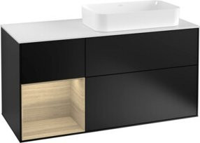 V&B Waschtischunterschrank Finion in Blau lackiert mit Regal links und offenem Fach, Breite: 120 cm, Tiefe: 50,1 cm, Höhe: 50,1 cm - Bild 1